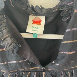 FARM Rio Black Blouse with Colorful Stripes